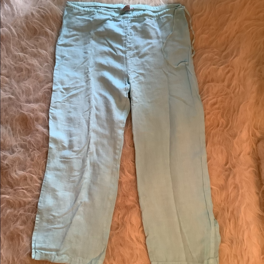 Mint Linen Drawstring Pants